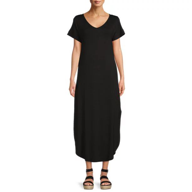 Time and Tru Short Sleeve V-Neck Maxi Dress (Women's), 1 Count, 1 Pack - Walmart.com | Walmart (US)
