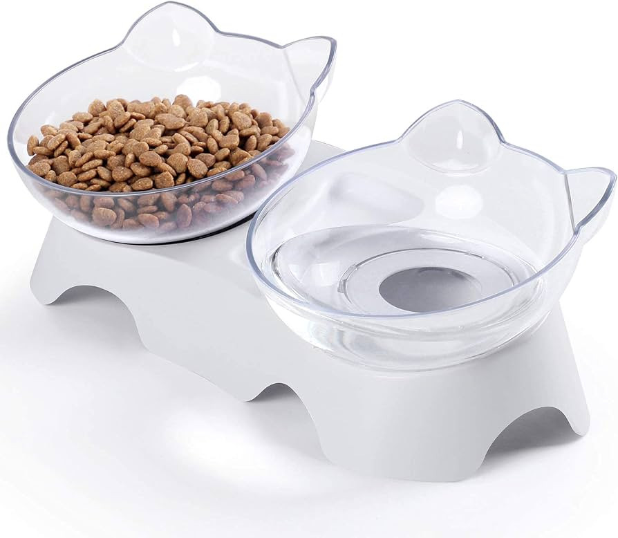 MILIFUN Cat Bowls, Cat Food Bowls Elevated Tilted, Anti Vomiting Kitty Bowl for Puppy and Bunny, ... | Amazon (US)