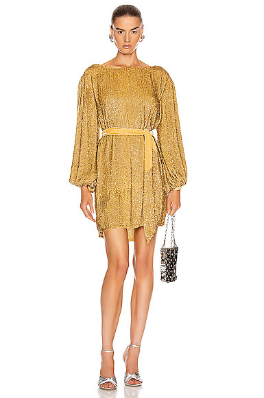 retrofete Grace Dress in Metallic,Yellow | FWRD 