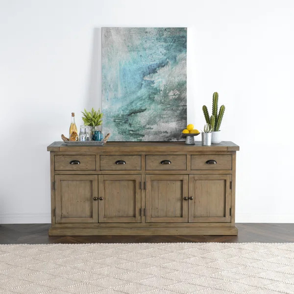 Kinston 74" Wide 4 Drawer Pine Wood Sideboard | Wayfair Professional