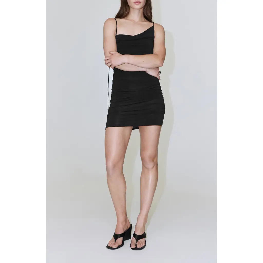 MANGO Asymmetric Ruched Body-Con Dress in Black at Nordstrom, Size 4 | Nordstrom