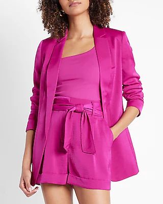 Satin Open Front Boyfriend Blazer | Express