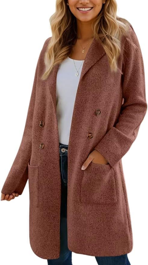 CiCiBird Women Fall Long Cardigan Sweater Trendy Knit Jacket Coat Oversized Button Up Blazer Coat... | Amazon (US)