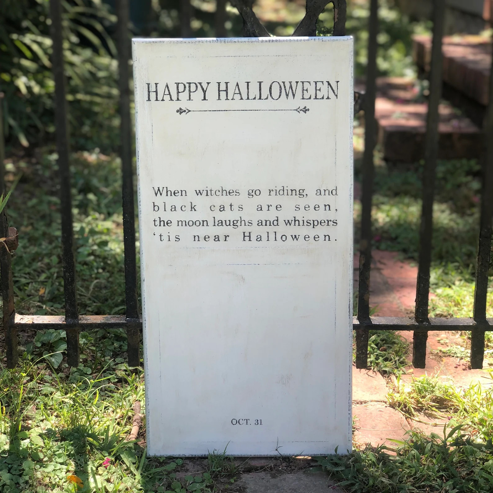 Halloween Sign / Hand painted Sign 12" x 24" / Annie Sloan Old White Chalk Paint and Black Acryli... | Etsy (US)