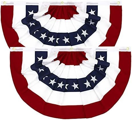 Flaglink 3x6Ft American Pleated Fan Flag Width Approx 180cm - 2PC US Patriotic Half Fan Bunting Flag | Amazon (US)