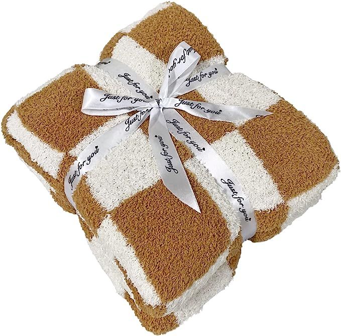 Luxury Fuzzy Checkered Blanket Lightweight Checkerboard Throw Blanket - Super Soft Warm Cozy Reve... | Amazon (US)