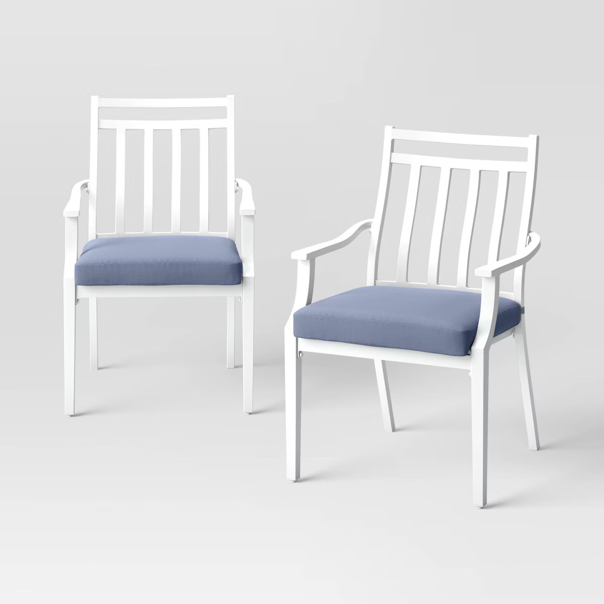 Fairmont 2pk Stationary Patio Dining Chairs - White/Chambray - Threshold™ | Target