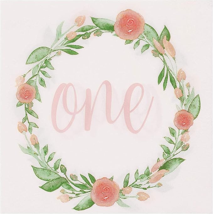 Paper Napkins in Floral Design for 1st Birthday Party (6.5 x 6.5 in, 150 Pk) | Amazon (US)