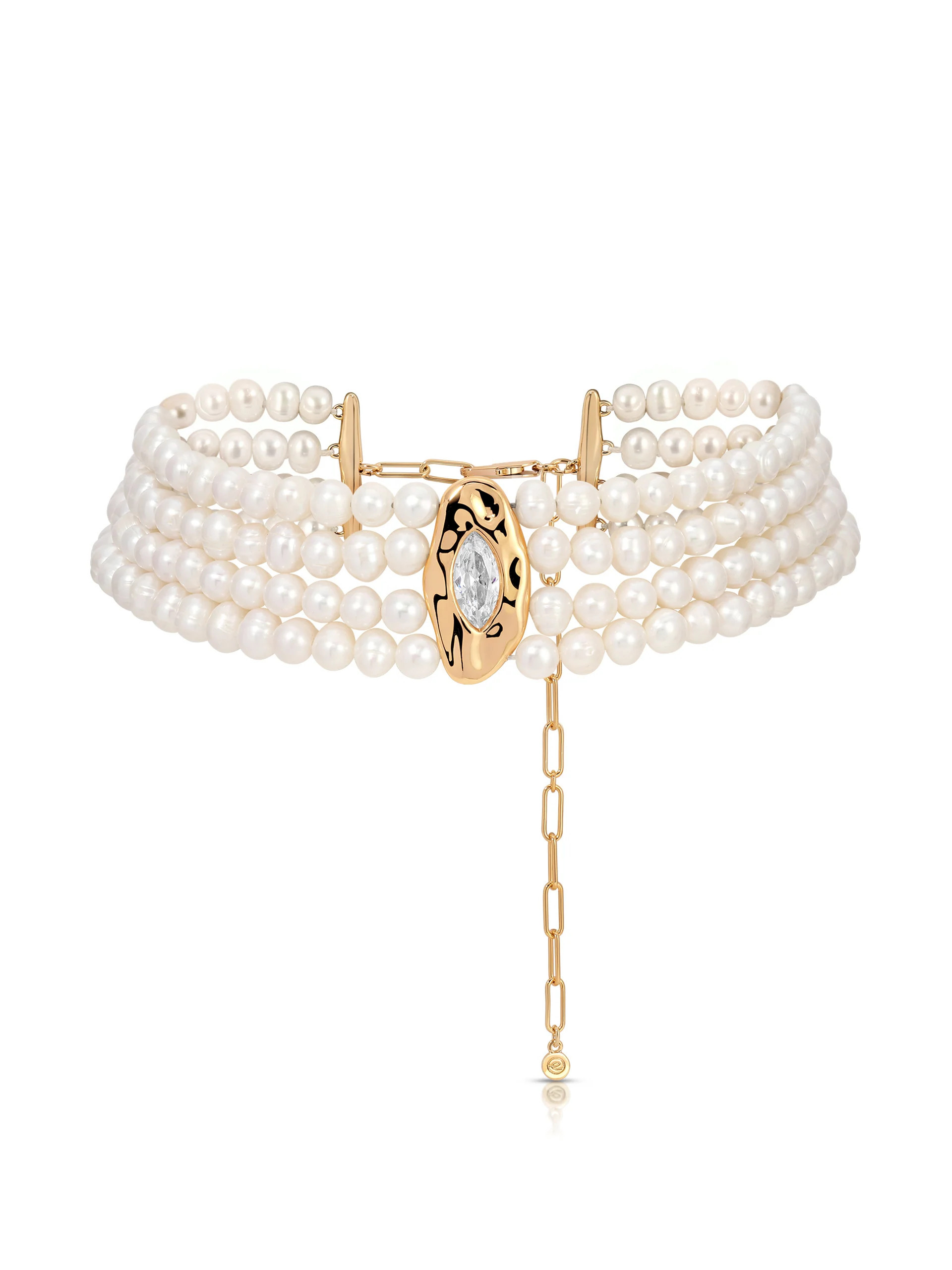 Freshwater Pearl Luxe Choker - Pearl with 18k Gold Plating / One Size | Ettika