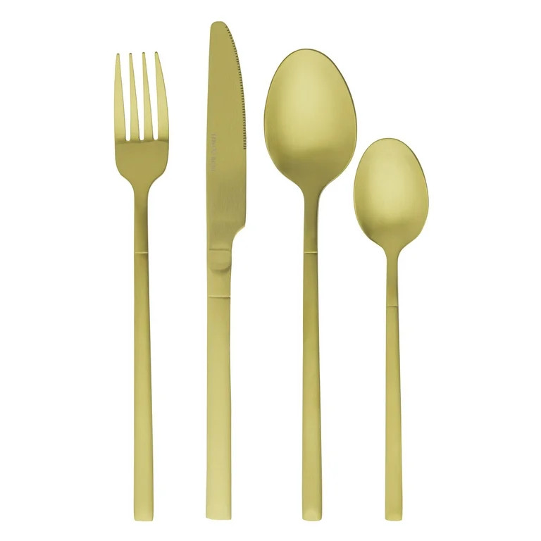 Thyme & Table Arden 16-Piece Gold Stainless Steel Flatware Set, Service for 4 | Walmart (US)