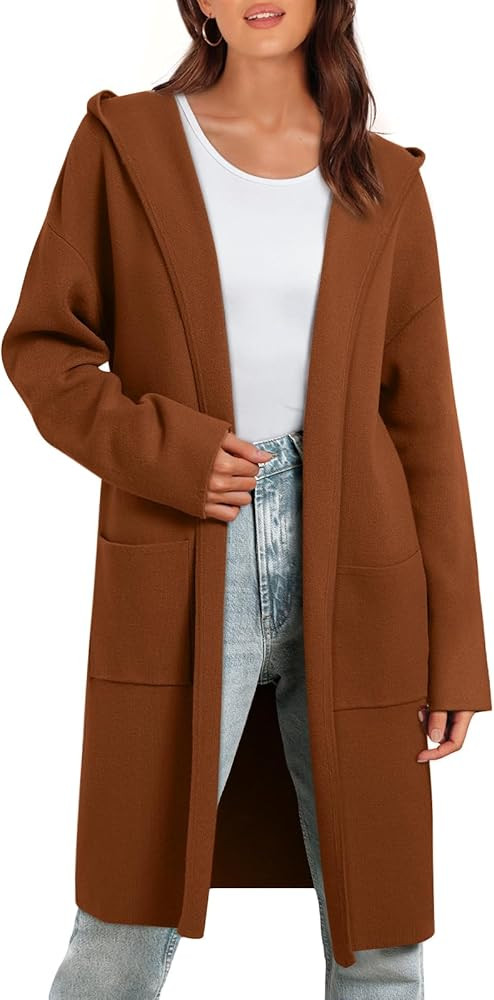 LILLUSORY Women's Long Oversized Cardigans Hooded 2023 Knit Coatigan Fall Sweater Jacket Lightwei... | Amazon (US)