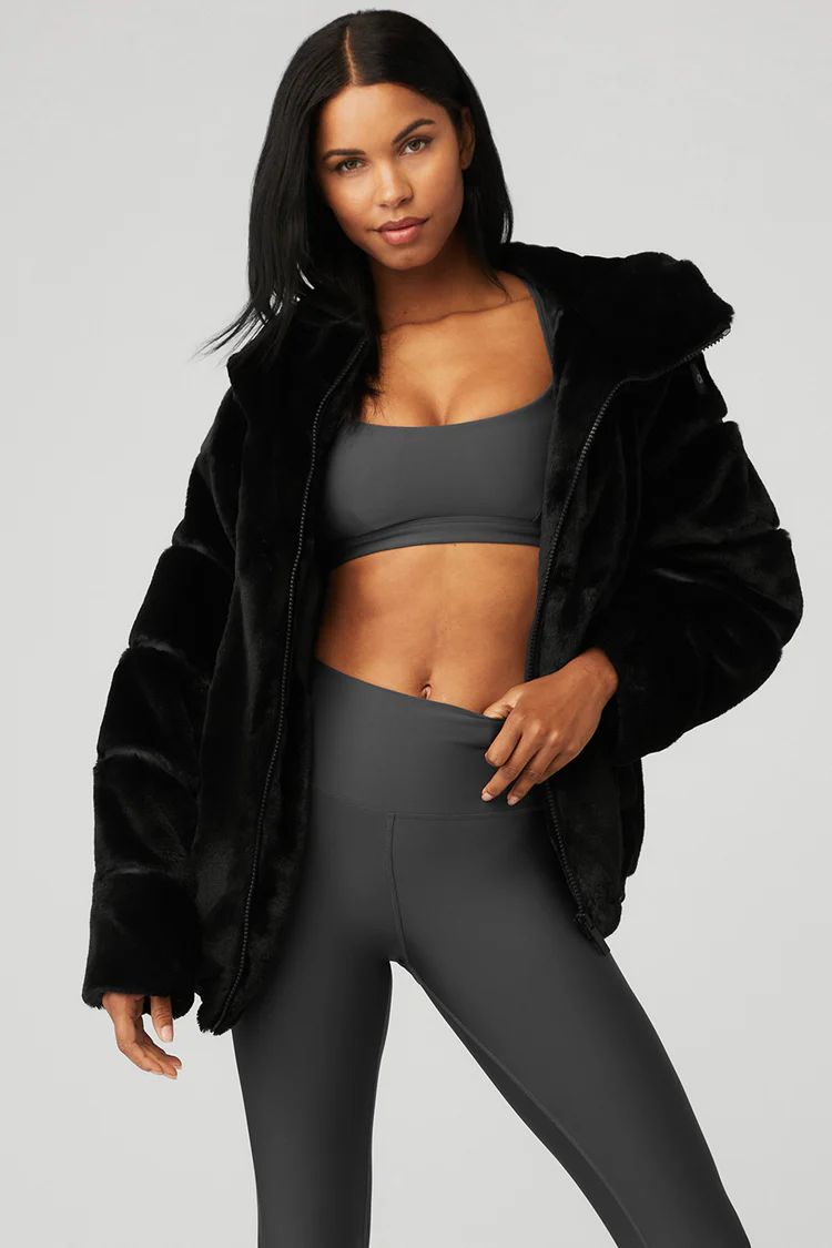 Knock Out Faux Fur Jacket - Black | Alo Yoga