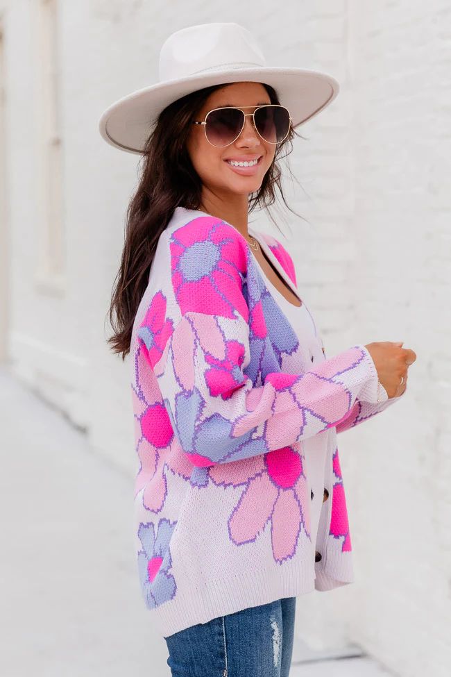 One Last Chance Pink And Purple Floral Cardigan | Pink Lily