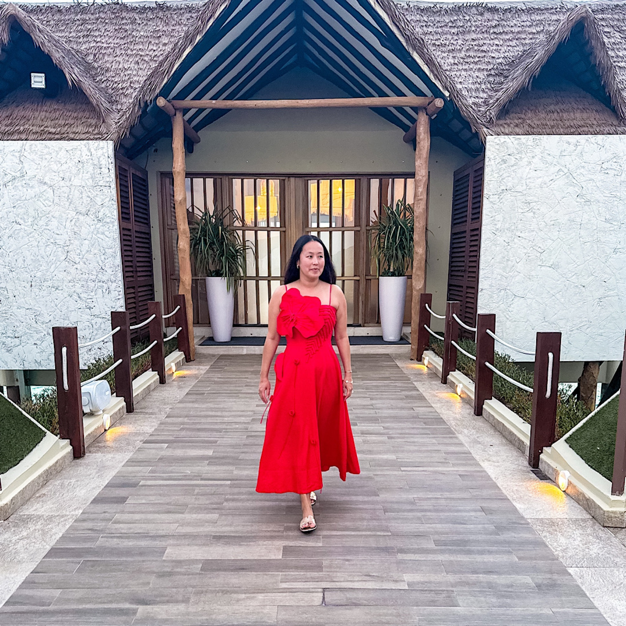 This statement RED midi dress is PERFECT for your next tropical vacation! Fits TTS #farmrio #vacation 

#LTKStyleTip #LTKTravel #LTKSeasonal