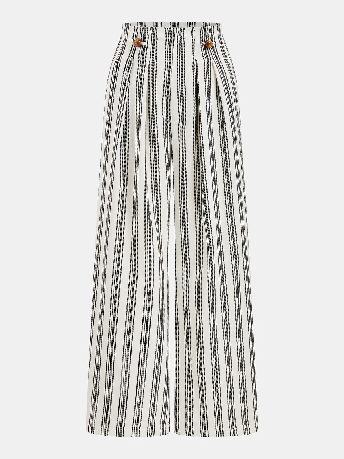Cotton Linen Striped Wide Leg Pants | Commense