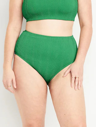 High-Waisted Ribbed Bikini Swim Bottoms | Old Navy (US)