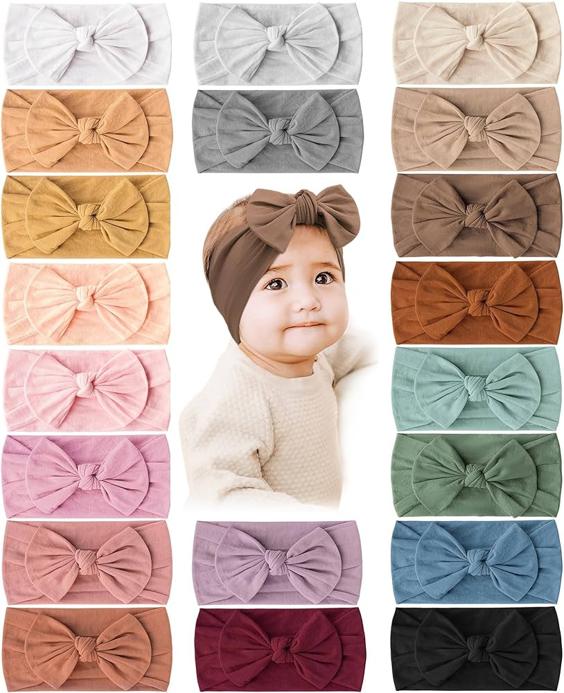 Prohouse 20PCS Baby Nylon Headbands Hairbands Hair Bow Elastics for Baby Girls Newborn Infant Tod... | Amazon (US)