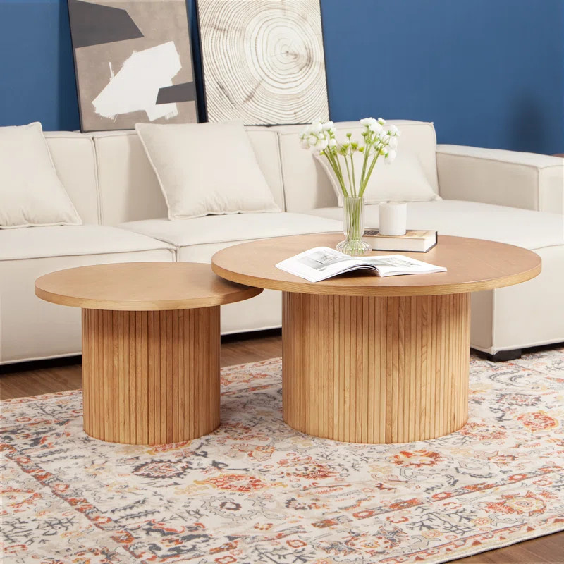 Charleily Pedestal Wood Round Coffee Table | Wayfair North America