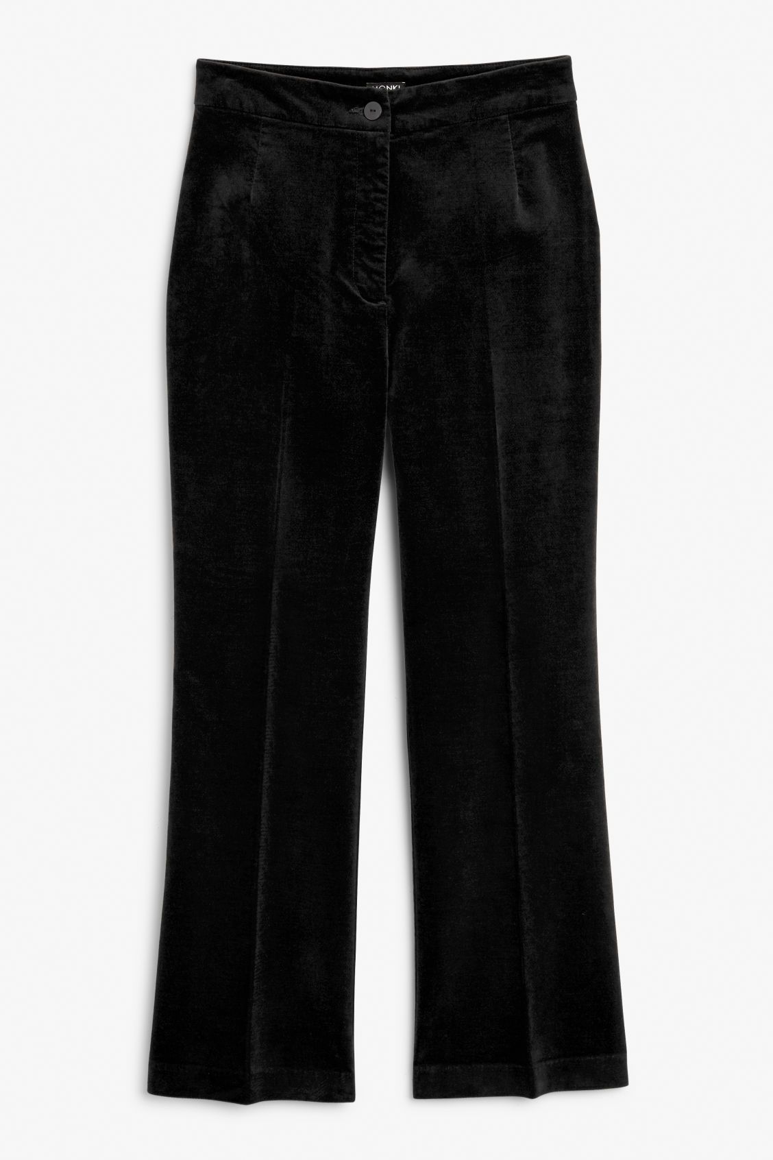 Cropped velvet trousers - Black | Monki