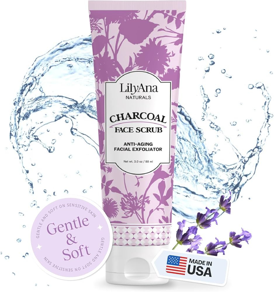 LilyAna Naturals Charcoal Face Scrub - Facial Exfoliator - Microdermabrasion Scrub - Facial Skin ... | Amazon (US)