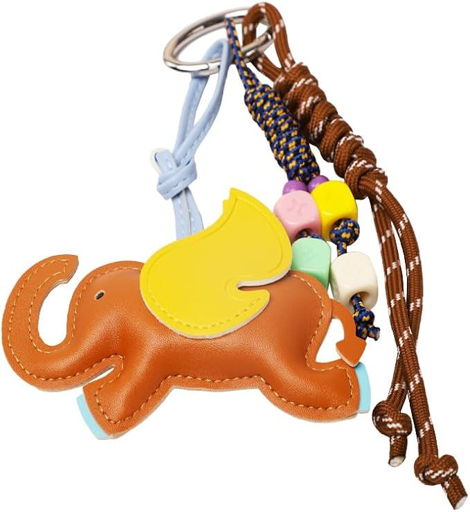 Elephant Leather Keychain- bag charm for Handbags, Car Keys, Purse, Backpack-The flying messenger... | Amazon (US)