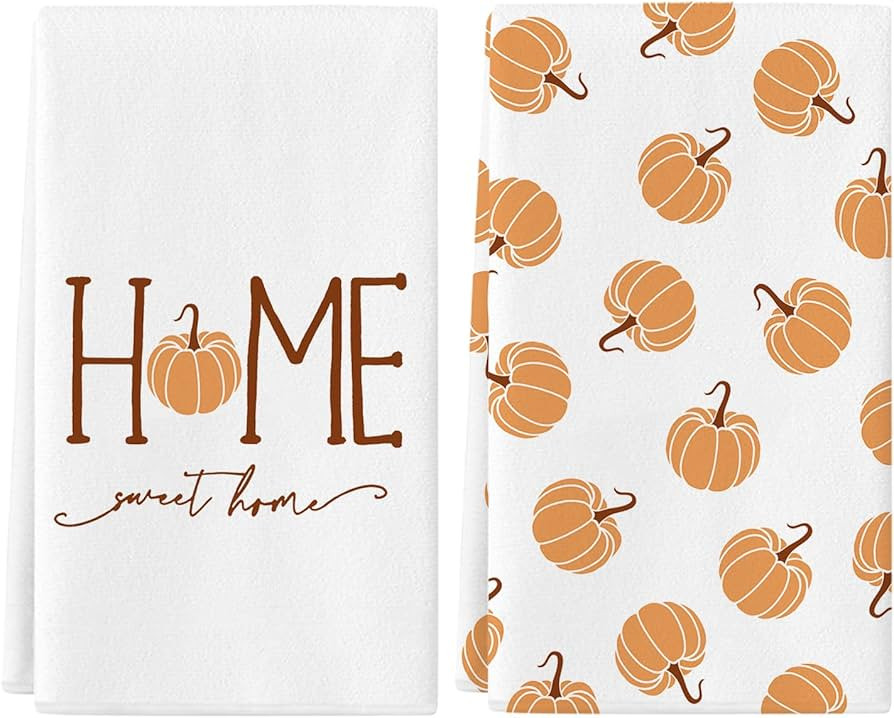 Siilues Fall Kitchen Towels 18x26 Inch, Fall Decor Pumpkin Fall Decorations for Home Sweet Home Dish Towels Seasonal Thanksgiving Decorations for Home Kitchen Decor Hand Towels Set of 2 | Amazon (US)