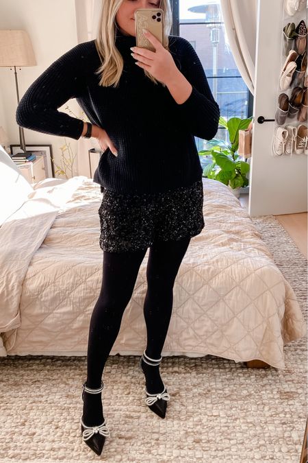 What I’m wearing for Valentine’s Day dinner 🖤

525 America Cotton Turtleneck Sweater
Express Black Sequin Shorts
Opaque Tights
Platform Rhinestone Bow Heels - so obsessed 🤩

#LTKstyletip #LTKshoecrush #LTKSeasonal