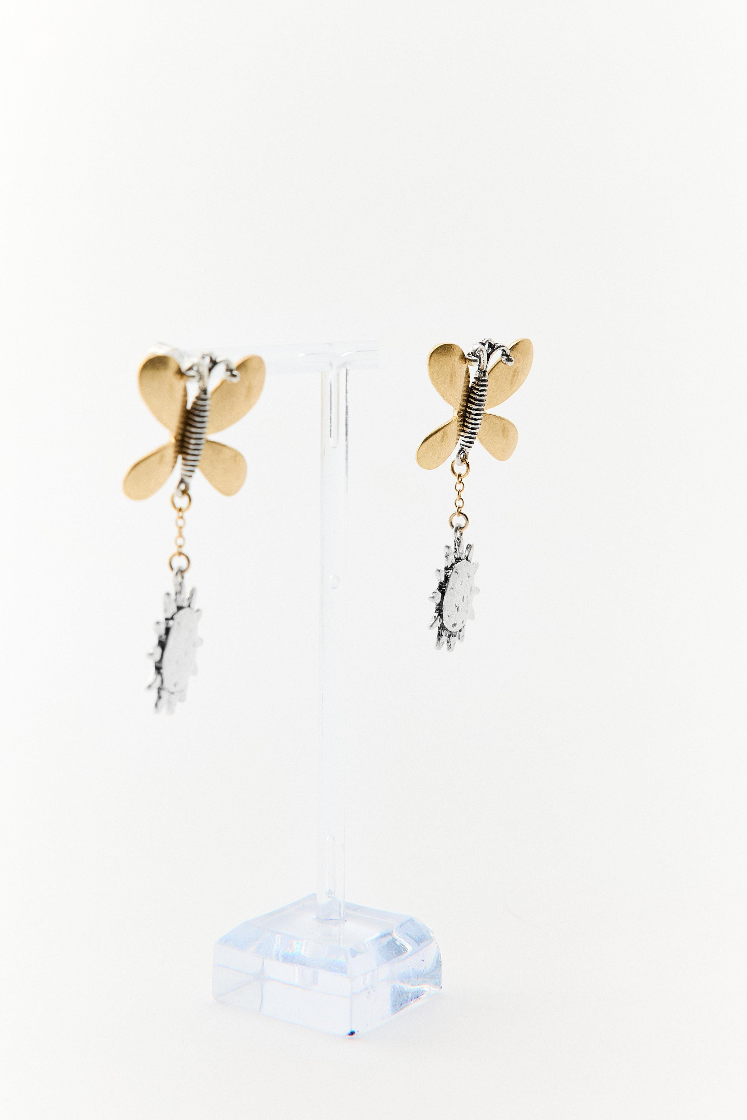BUTTERFLY CONTRAST EARRINGS | Zara US