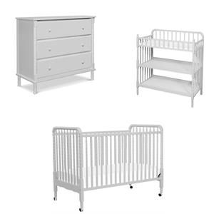 3 in 1 Convertible Crib Set with Matching Changing Table and Dresser in Fog Gray | Cymax