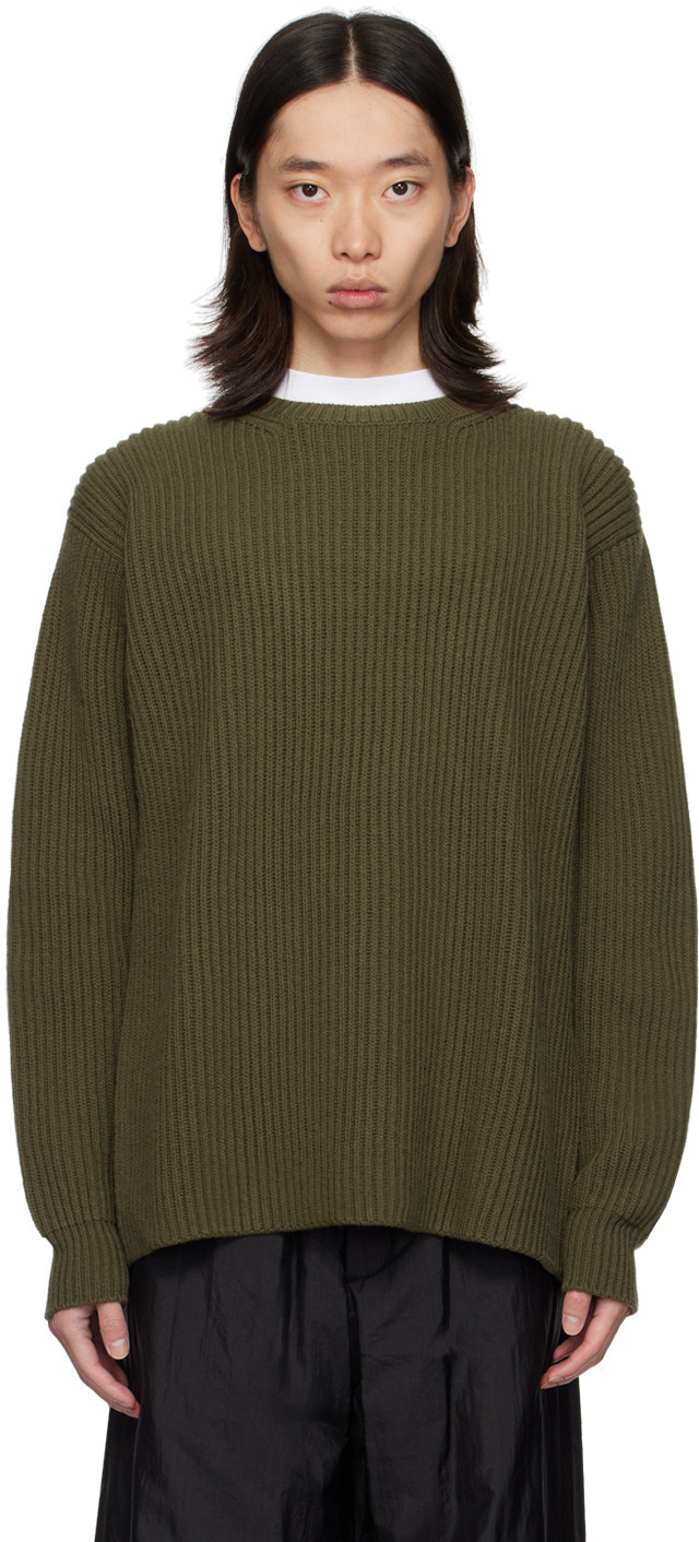 Jil Sander Khaki Ribbed Sweater | SSENSE