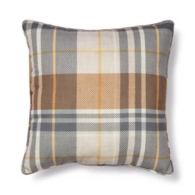 Bee & Willow™ Bram Plaid Indoor/Outdoor Square Throw Pillow in Neutral | Bed Bath & Beyond | Bed Bath & Beyond