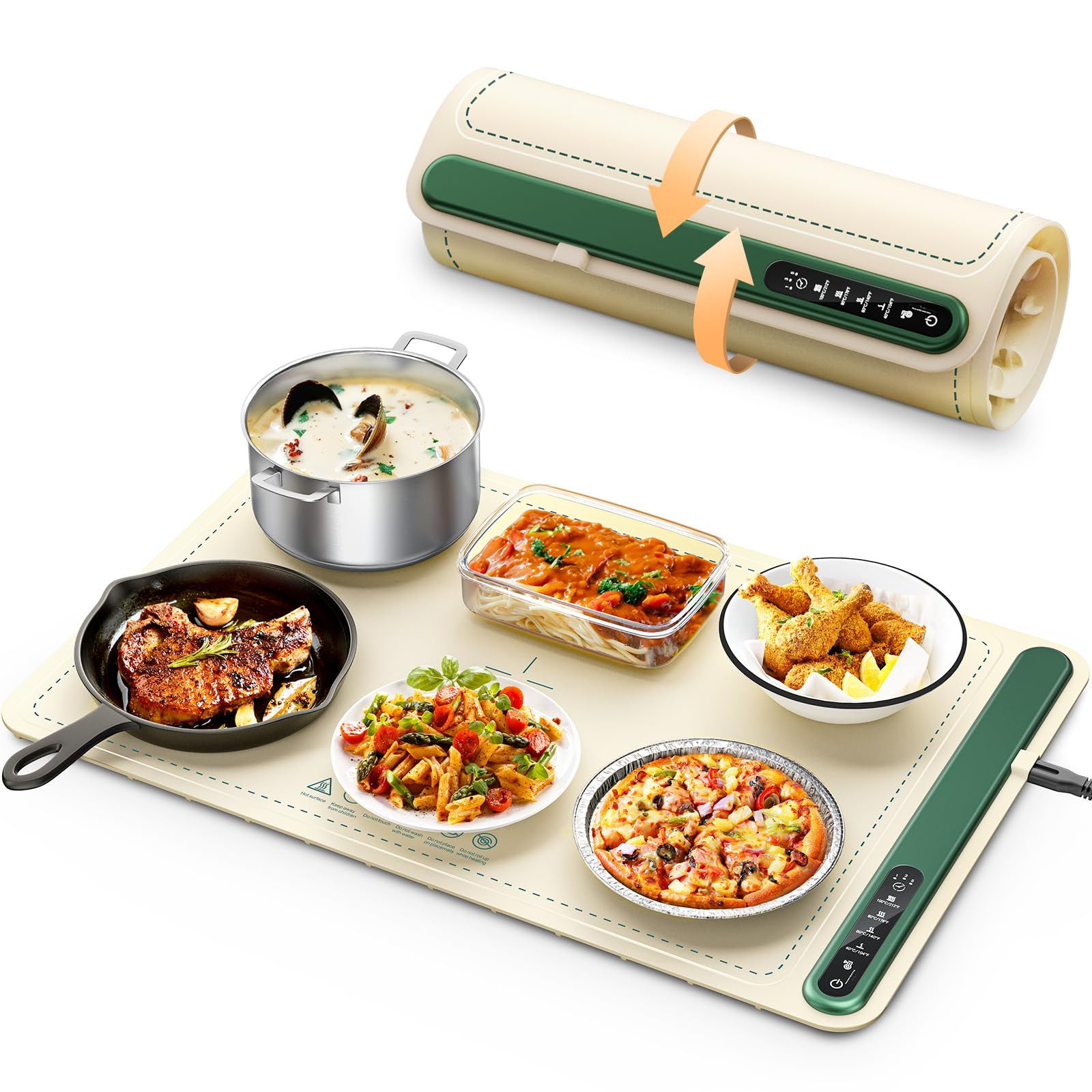 Warming Mat for Food: Portable Fast Even Heating Thickened Silicone Food Warmers for Parties, Rol... | Amazon (US)