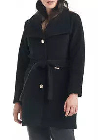 Women's Short Drape Wool Blend Wrap Coat | Belk