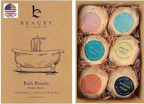 Bath Bomb Gift Set - USA Made with Organic & Natural Relaxing Ingredients with Aromatherapy Salt ... | Amazon (US)