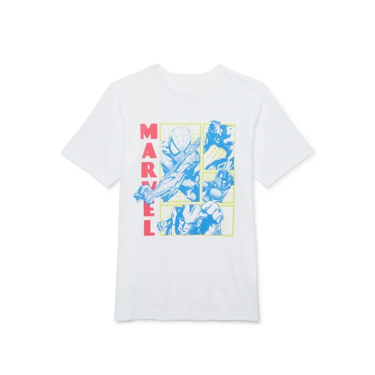 Marvel Boys Panel Avengers Comic, Crew Neck, Short Sleeve, Graphic T-Shirt, Sizes 4-18 | Walmart (US)