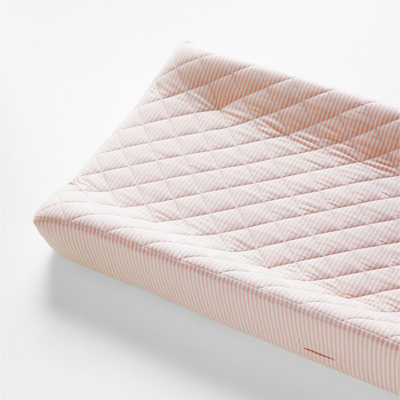 Baby's First Pink Stripe Organic Jersey Baby Changing Pad Cover + Reviews | Crate & Kids | Crate & Barrel