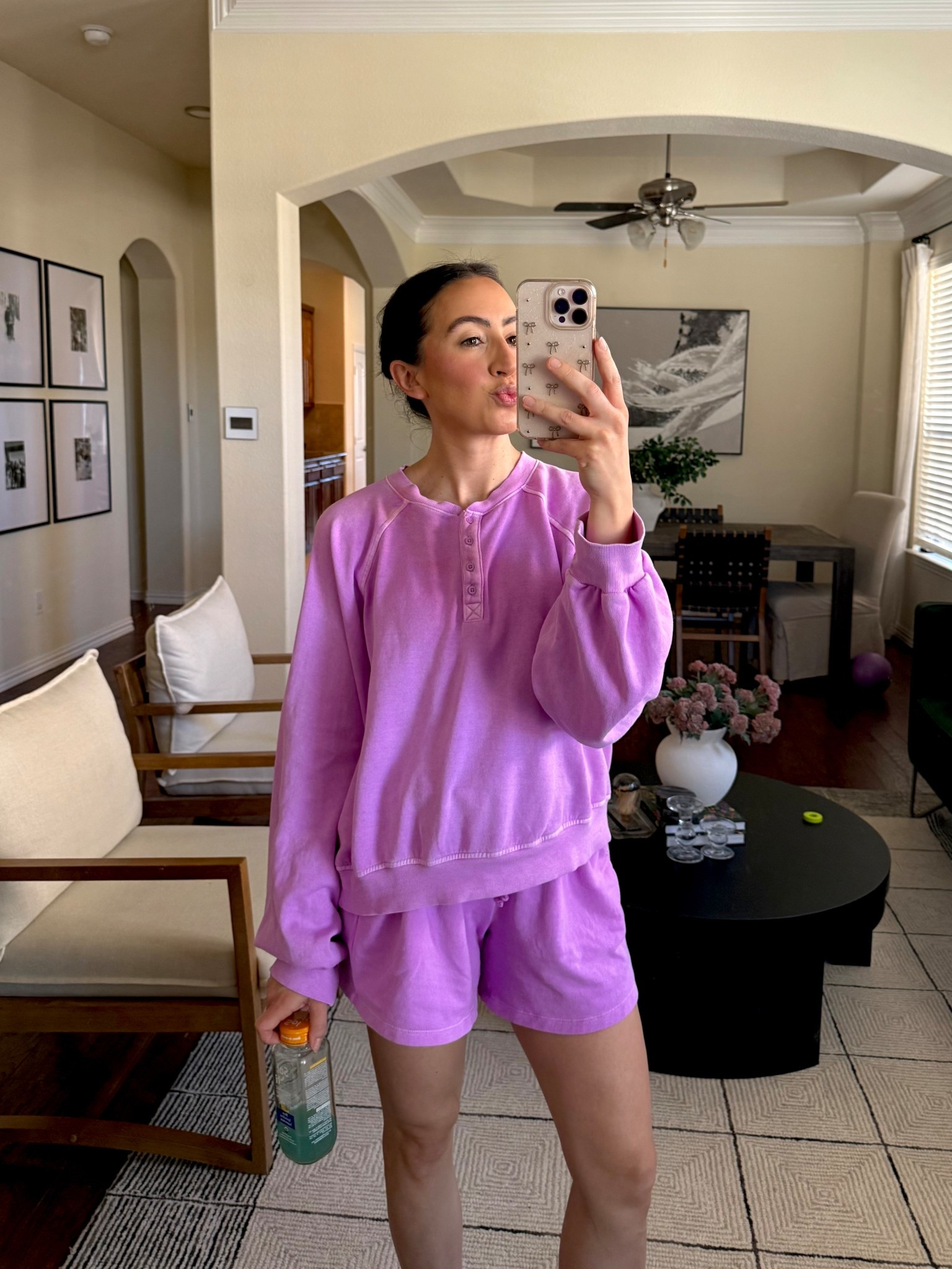 Wearing size small in the shorts and large in the sweatshirt 💛💛