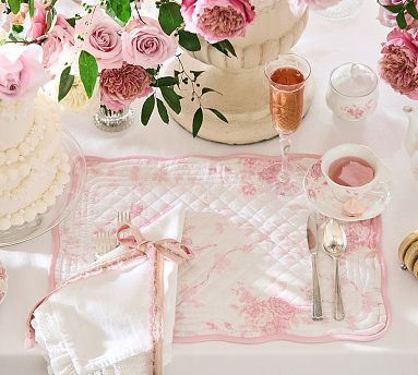 LoveShackFancy Pink Rose Quilted Placemats - Set of 4 | Pottery Barn (US)