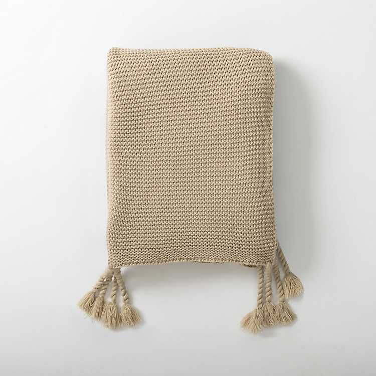 New! Tan Spring Knit Throw Blanket | Kirkland's Home