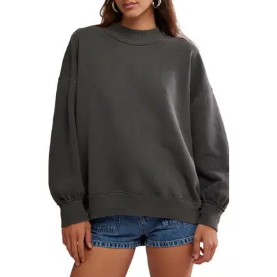 Free People Palm Springs Mock Neck Cotton Fleece Sweatshirt in Seamoss at Nordstrom, Size X-Small | Nordstrom