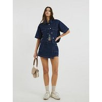 River Island Wrap Denim Skort - Blue | Very (UK)