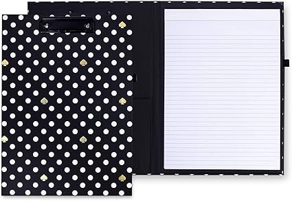 Kate Spade New York A4 Clipboard Folio with Low Profile Clip, Black Professional Padfolio Include... | Amazon (US)