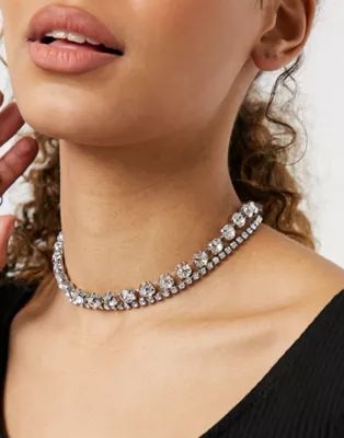 House of Pascal Icy diamante choker in silver | ASOS (Global)