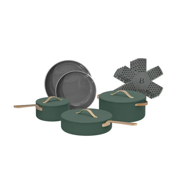 Beautiful 12pc Ceramic Non-Stick Cookware Set, Thyme Green by Drew Barrymore | Walmart (US)