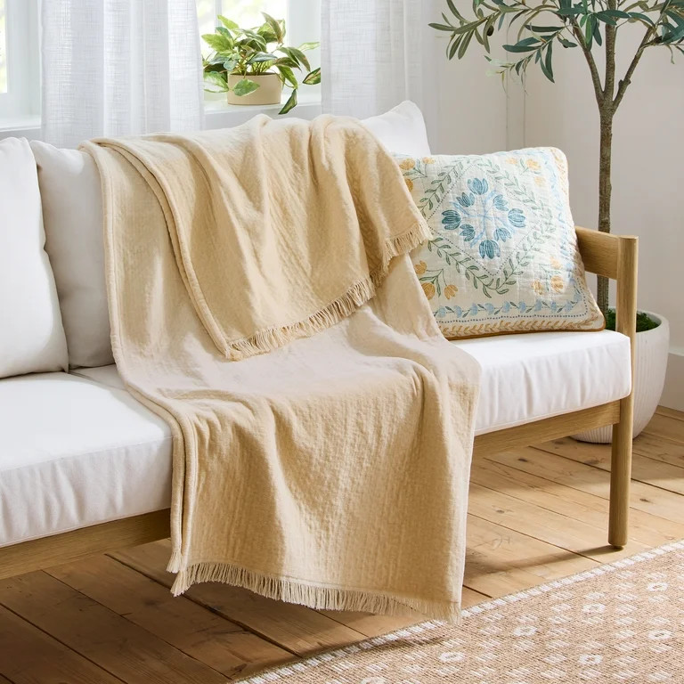 Better Homes & Gardens Woven Chenille Colorblock Throw Blanket, UK Butter ,50x72 Inches | Walmart (US)