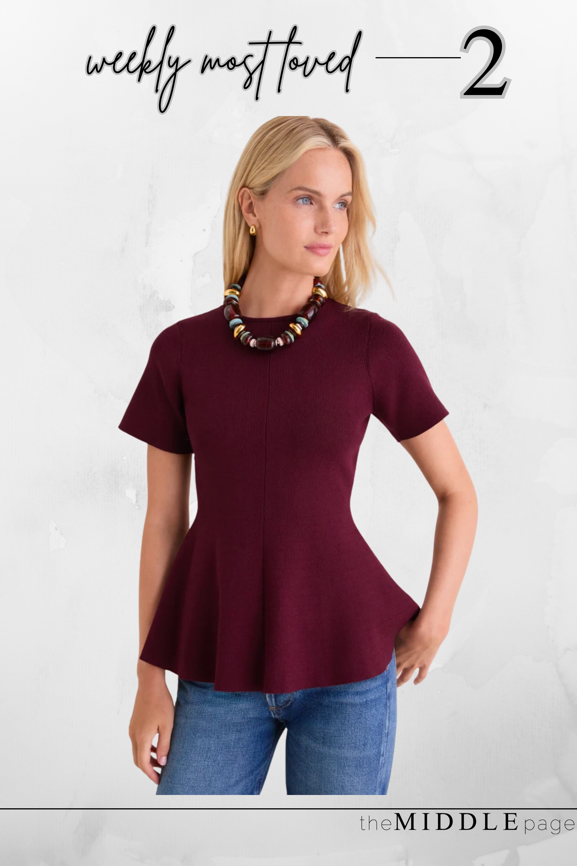 This merlot peplum top is the prettiest way to wear the rich red trend for fall. I love it with jeans, black trousers, or a midi skirt for work outfits, date night outfits, or fall event dressing. #LTKOver40 #FallOutfits #DateNightOutfits #WorkOutfits #RichRedTrend 

 #LTKootd #LTKSeasonal #LTKOver40