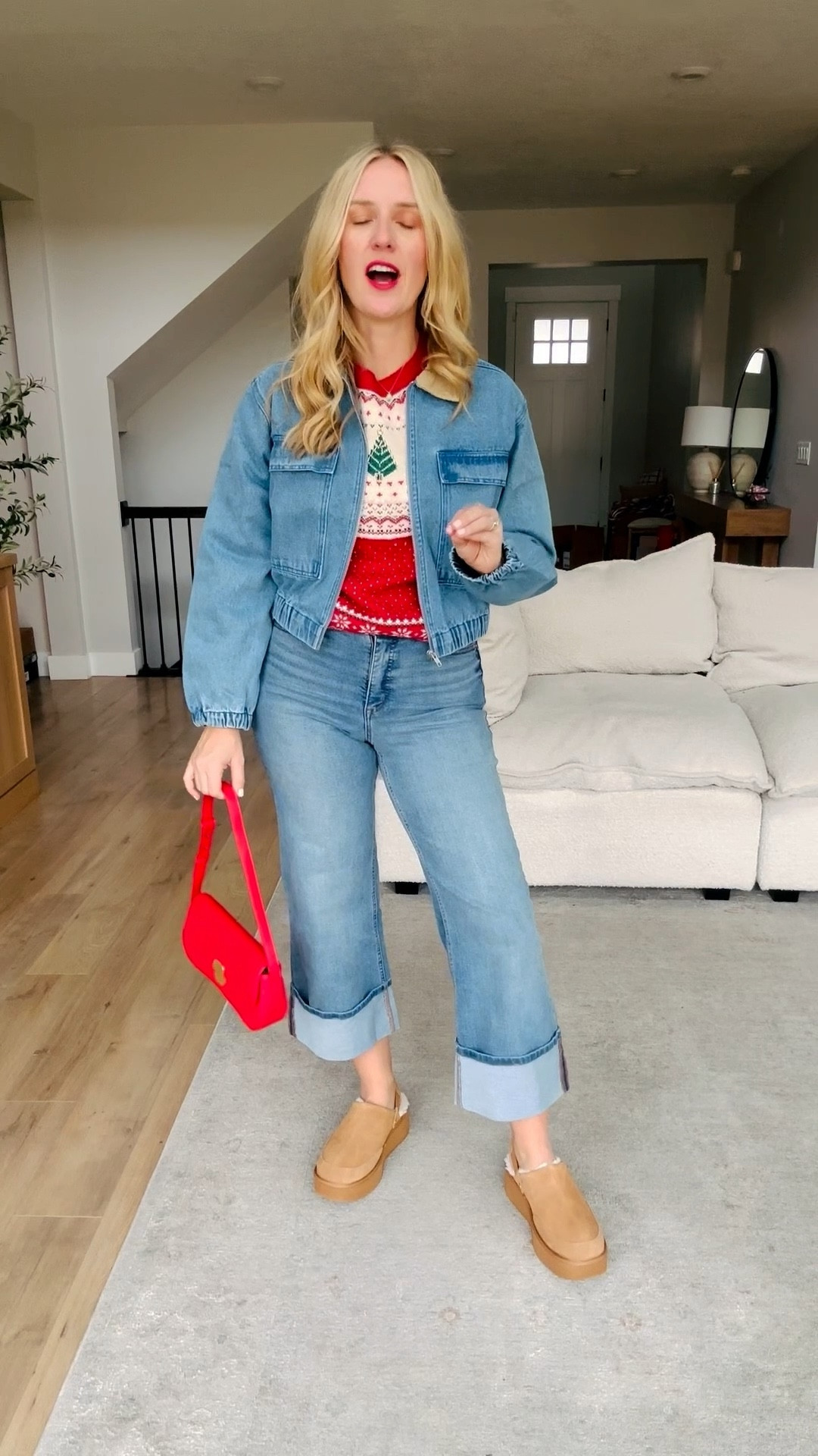 Cozy Walmart holiday outfit idea 🎄✨
Fair isle holiday sweater, wide cuff denim, sherpa platform mules, and a cropped denim jacket for the perfect casual festive look. Love this for everyday holiday outfits, school drop-off, errands, and cozy family get-togethers. Linking everything plus similar styles in case your size is sold out!

#holidayoutfit #walmartholidayfashion #fairislesweater #casualholidaystyle #denimondenim #walmartfinds #holidaystyle2024 #frugalretailtherapy #cozywinteroutfit #affordablefashion #winteroutfitideas #ltkholiday #walmartfashion

#LTKCyberWeek #LTKHoliday #LTKFindsUnder50