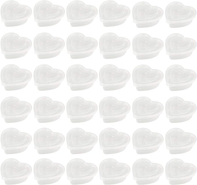 Goodma 36 Pieces 5 oz Heart Shaped Slime Storage Containers Transparent Plastic Box with Lids | Amazon (US)