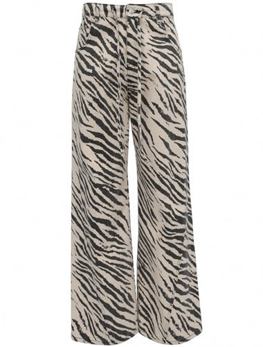 Xojbzoo Unisex Y2K Fashion Striped Zebra Print Jeans High Waist Loose Fit Baggy Pants with Drawstring Retro Streetwear Jeans (US, Alpha, XX-Large, Regular, Regular, Beige) | Amazon (US)