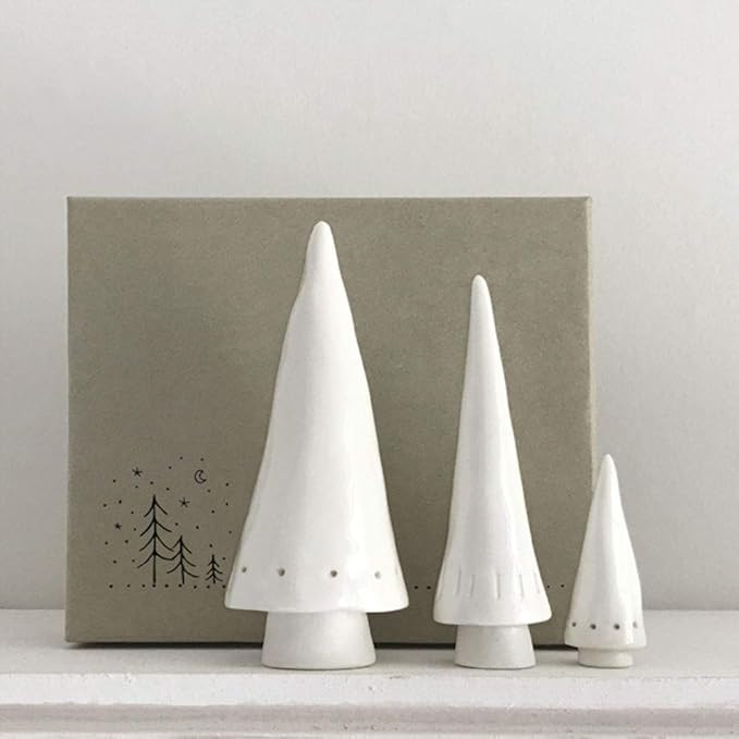 East of India Set of 3 Porcelain Conical Christmas Tree | Amazon (US)